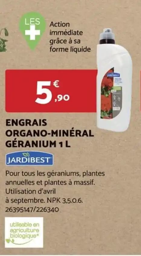 ENGRAIS ORGANO-MINÉRAL GÉRANIUM 1 L