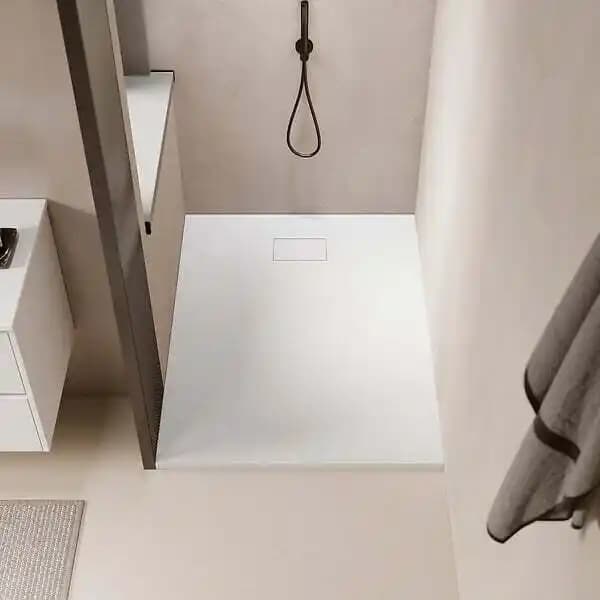 Receveur de douche 80 x 150 cm extra plat PIATTO en SoliCast surface ardoisée blanc