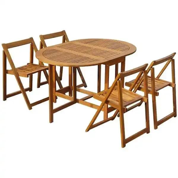 vidaXL Mobilier à dîner d'extérieur pliable 5 pcs Bois d'acacia solide