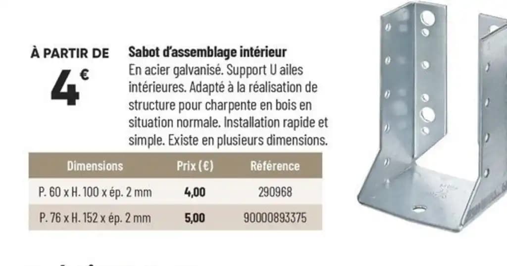 Sabot d'assemblage intérieur