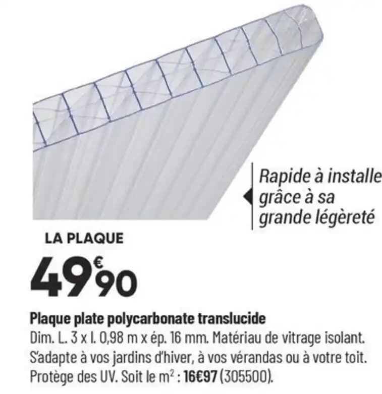 Plaque plate polycarbonate translucide