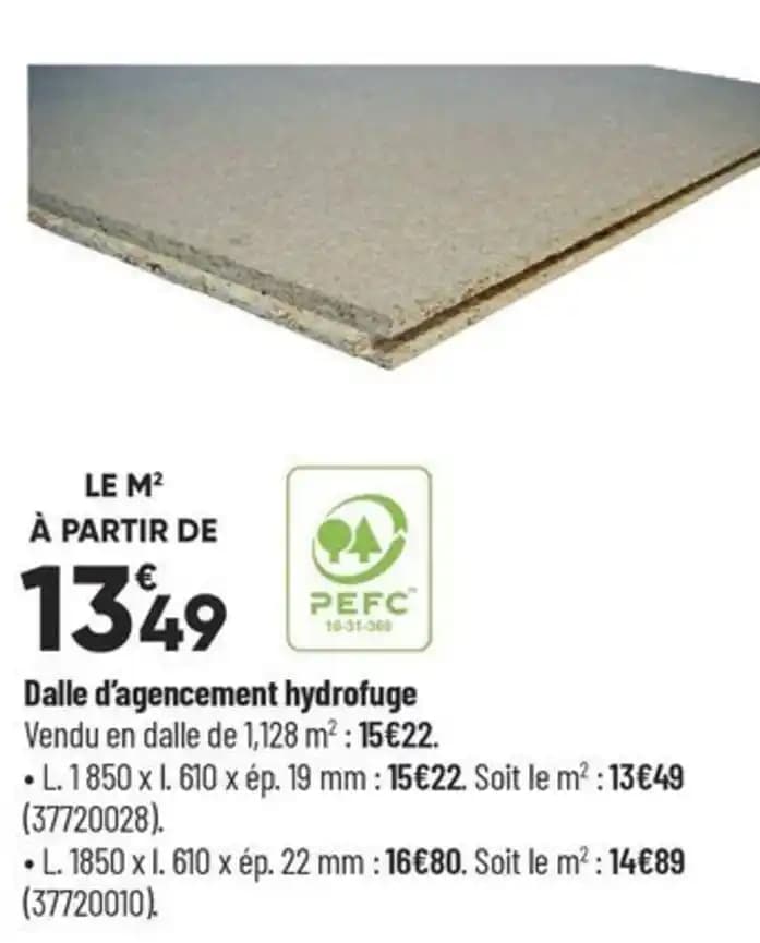 Dalle d'agencement hydrofuge