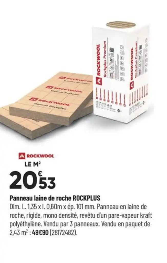 Panneau laine de roche ROCKPLUS