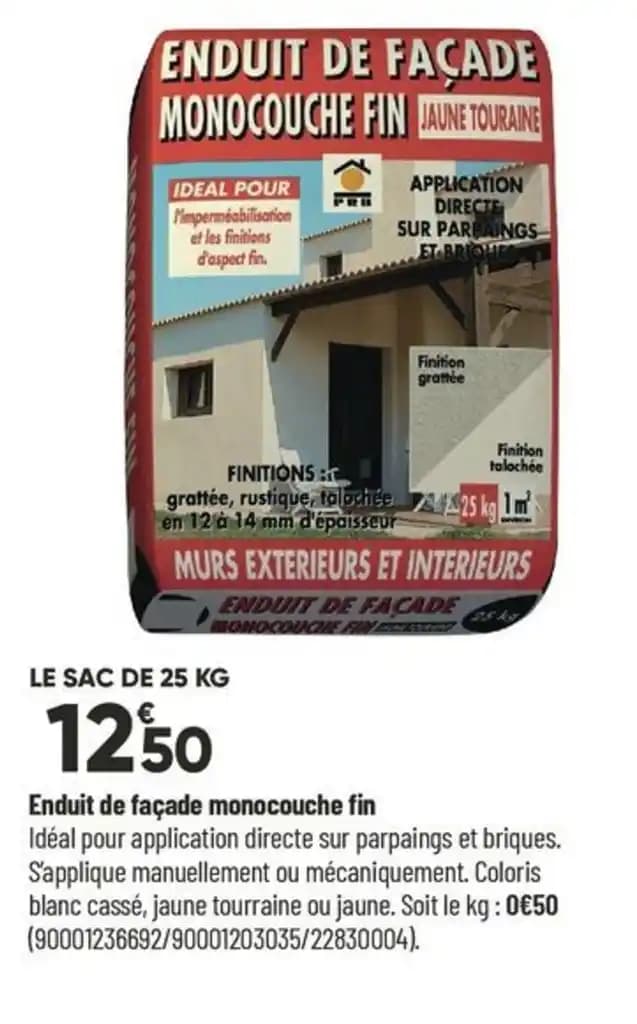 Enduit de façade monocouche fin