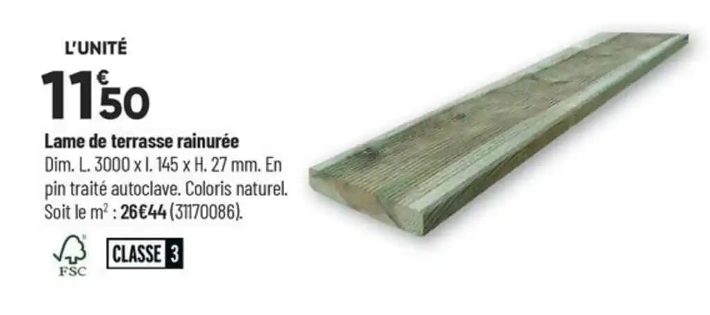 Lame de terrasse rainurée
