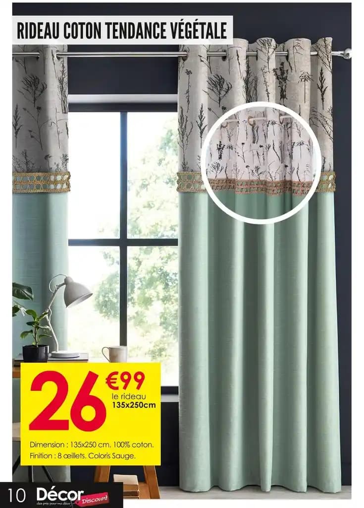 RIDEAU COTON TENDANCE VÉGÉTALE
