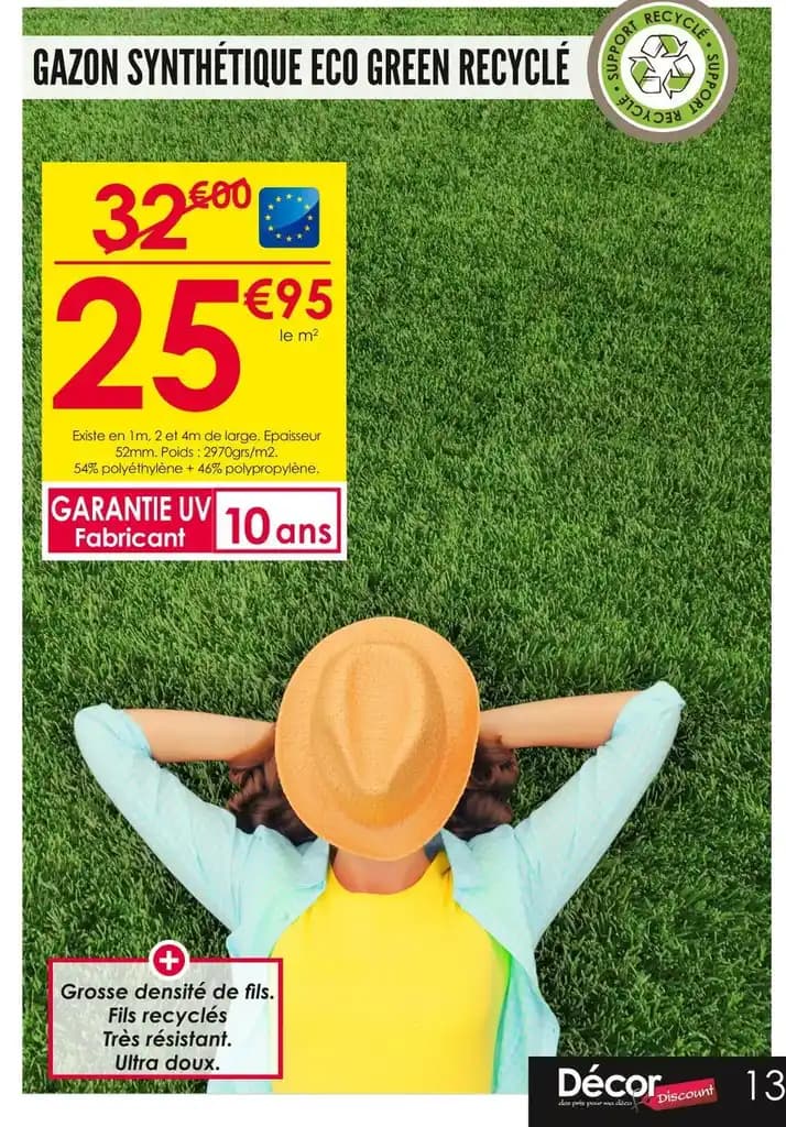 GAZON SYNTHÉTIQUE ECO GREEN RECYCLÉ