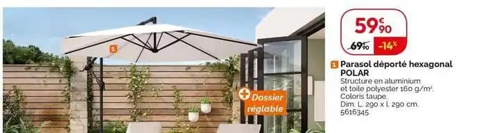 Polar - parasol déporté hexagonal