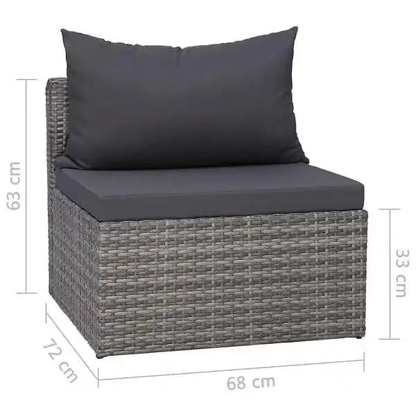 vidaXL Meuble de jardin 4 pcs avec coussins Gris Résine tressée