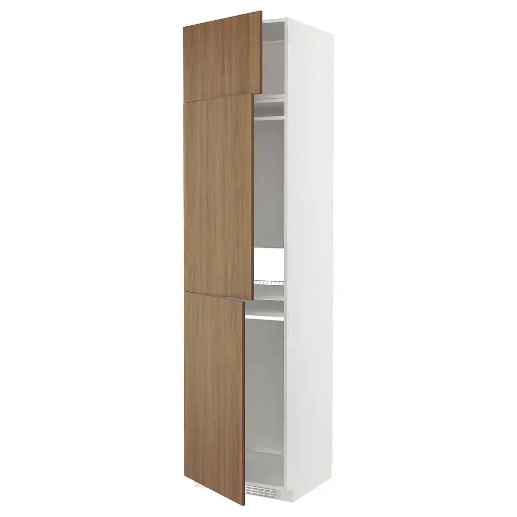 Metod Armoire réfrigérateur/congél+3ptes, blanc/tistorp effet noyer foncé, 60x60x240 cm