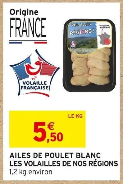 LES VOLAILLES DE NOS RÉGIONS AILES DE POULET BLANC