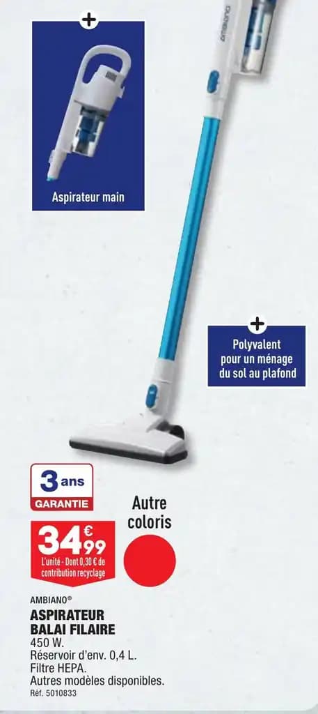 AMBIANO® ASPIRATEUR BALAI FILAIRE