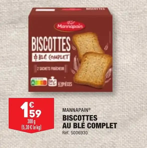 MANNAPAINⓇ BISCOTTES AU BLÉ COMPLET