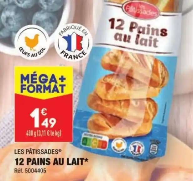 LES PATISSADES 12 PAINS AU LAIT