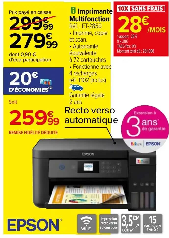 Imprimante Multifonction Réf.: ET-2850