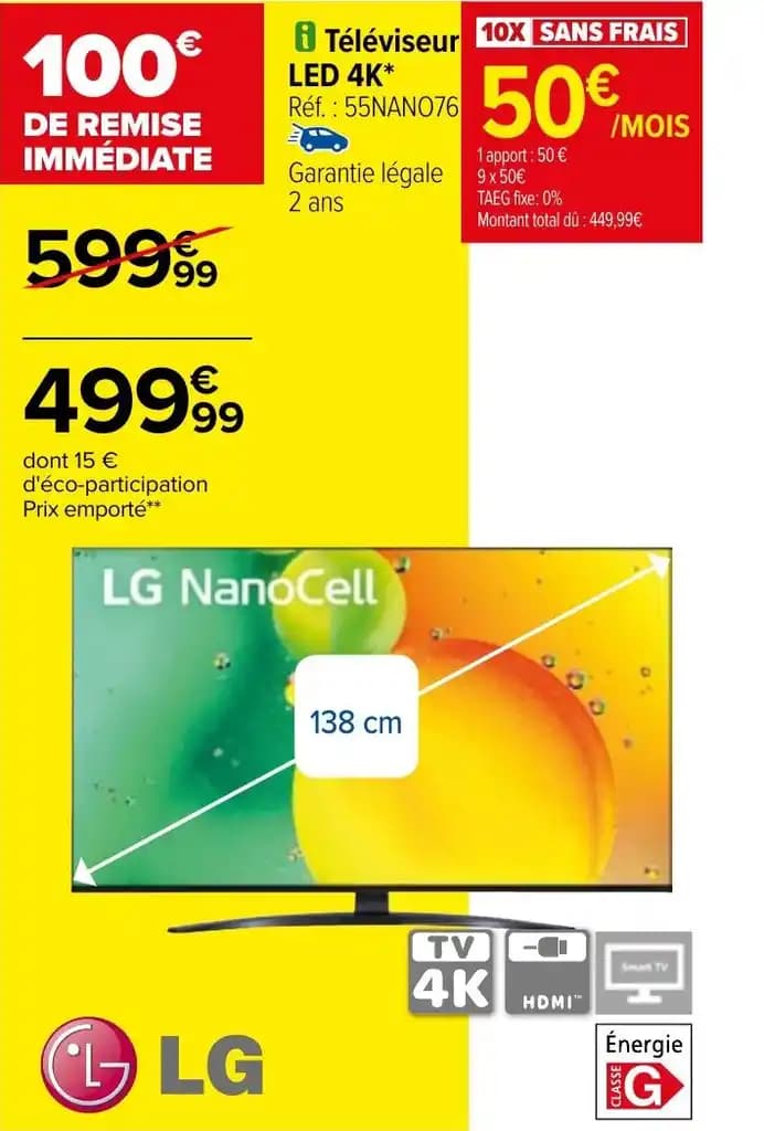 Téléviseur LED 4K* Réf. 55NANO76