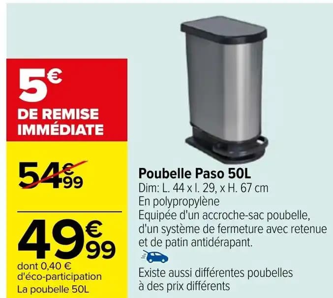 Poubelle Paso 50L