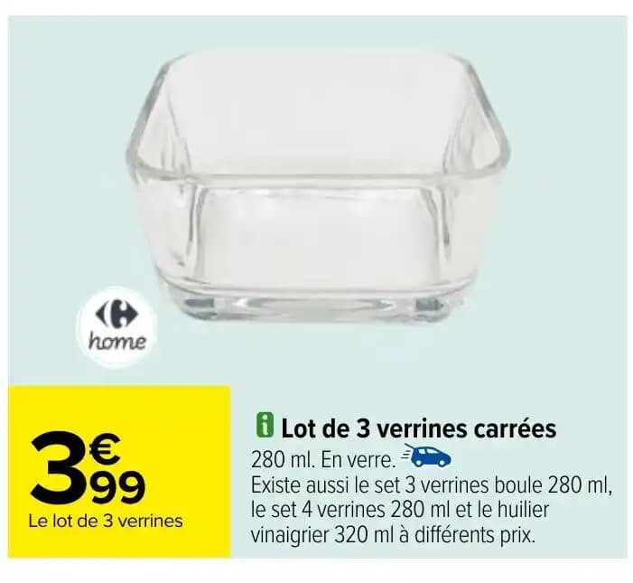 Lot de 3 verrines carrées