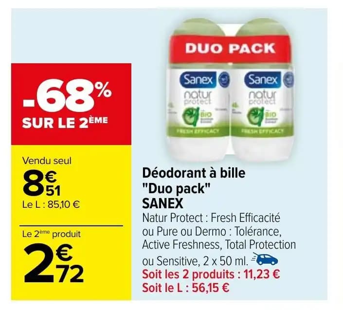 Déodorant à bille "Duo pack" SANEX