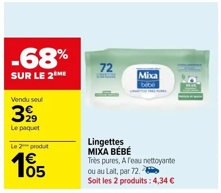 Lingettes MIXA BÉBÉ