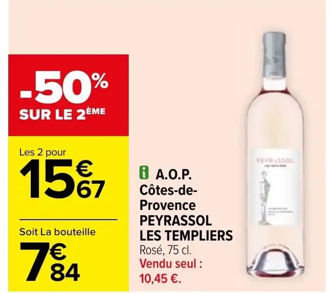 i A.O.P. Côtes-de- Provence PEYRASSOL LES TEMPLIERS Rosé, 75 cl.