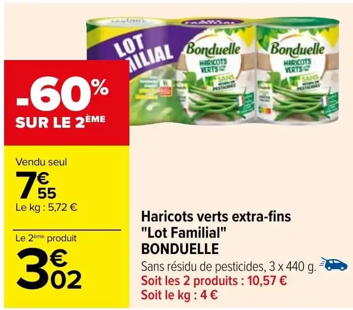 Haricots verts extra-fins "Lot Familial" BONDUELLE