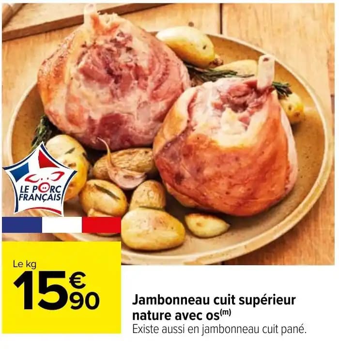 Jambonneau cuit supérieur nature avec os(m)