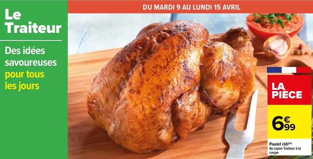 Poulet rôti(m) Au rayon Traiteur à la coupe