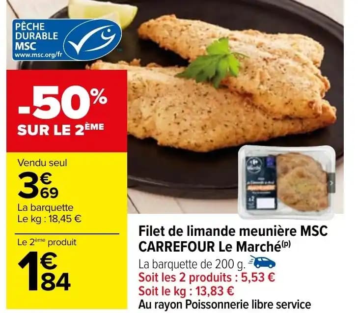 Filet de limande meunière MSC CARREFOUR Le Marché (p)