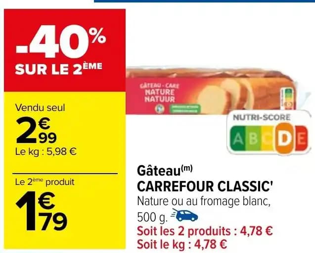 Gâteau(m) CARREFOUR CLASSIC'
