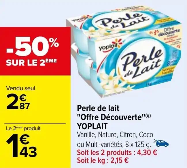Perle de lait "Offre Découverte "(q) YOPLAIT