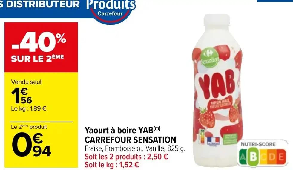 Yaourt à boire YAB(m) CARREFOUR SENSATION