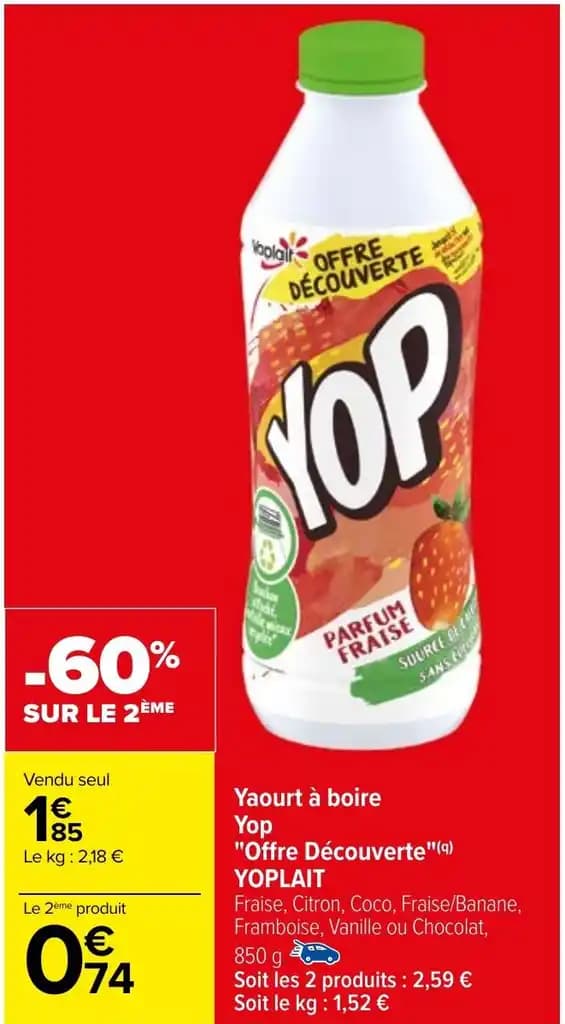 Yaourt à boire Yop "Offre Découverte"(q) YOPLAIT
