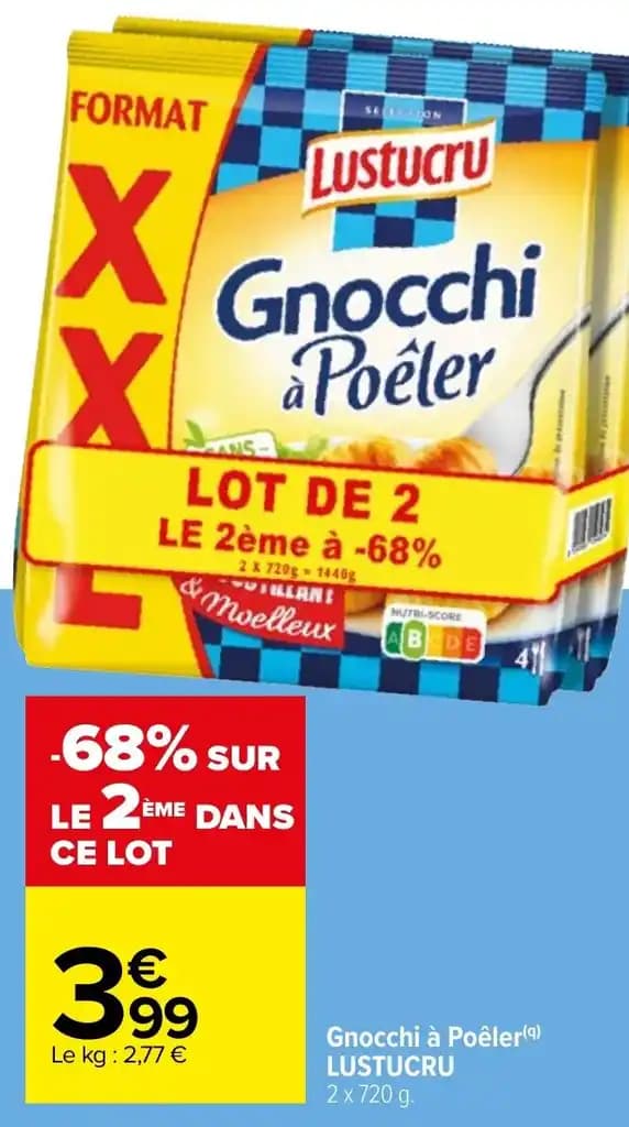 Gnocchi à Poêler(9) LUSTUCRU 2 x 720 g.