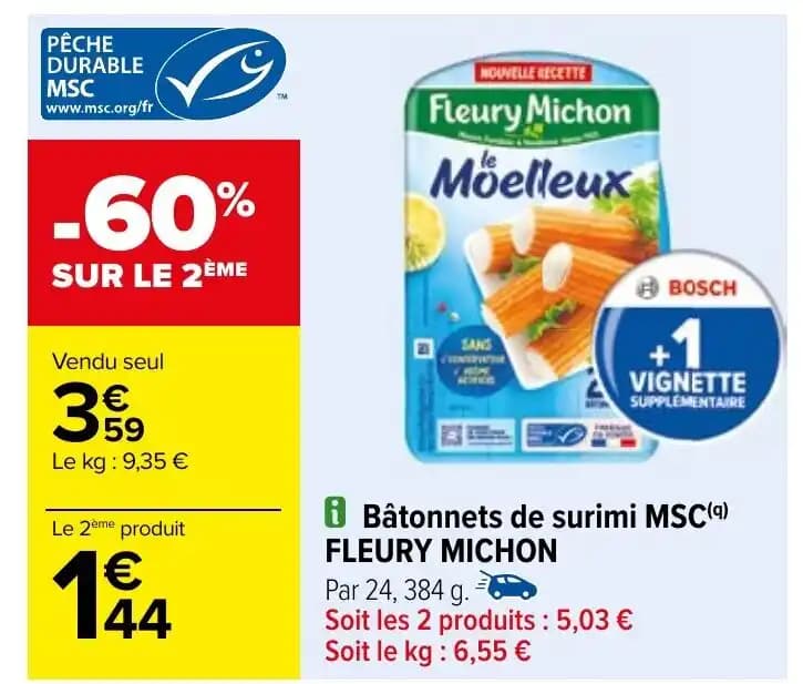 Bâtonnets de surimi MSC(q) FLEURY MICHON