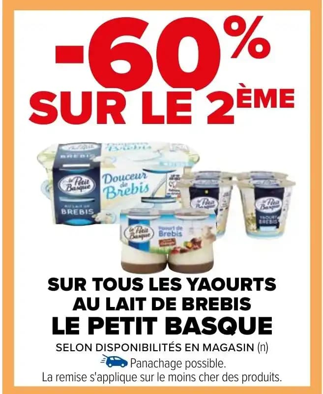 SUR TOUS LES YAOURTS AU LAIT DE BREBIS LE PETIT BASQUE