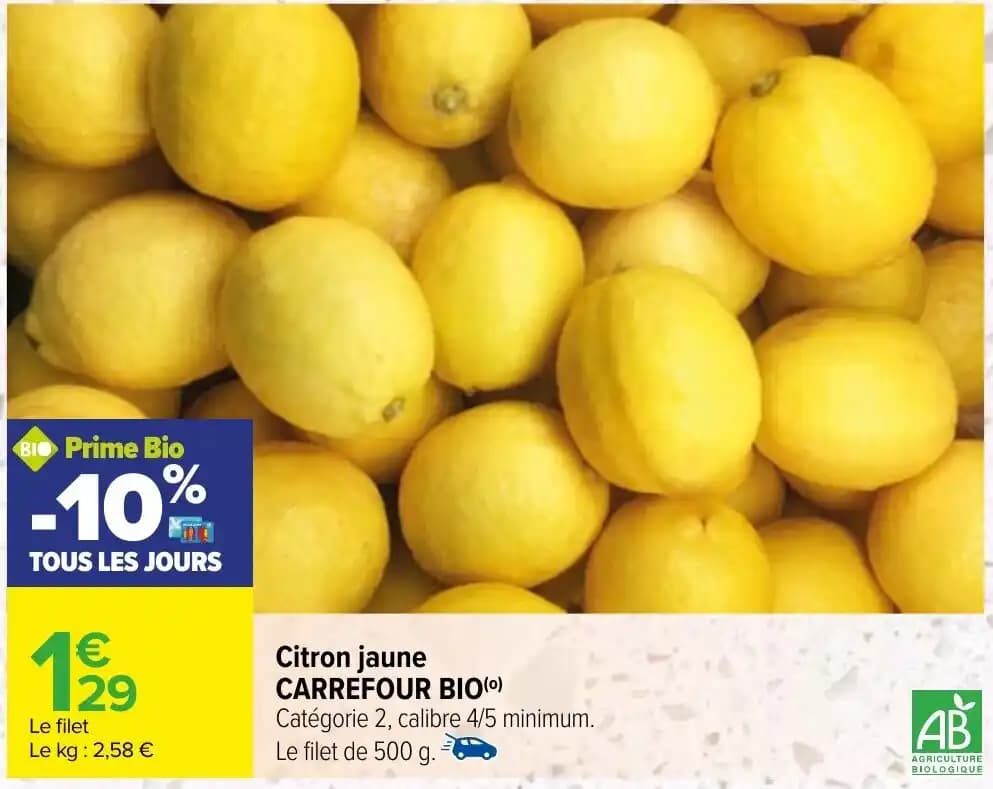 Citron jaune CARREFOUR BIO(0)