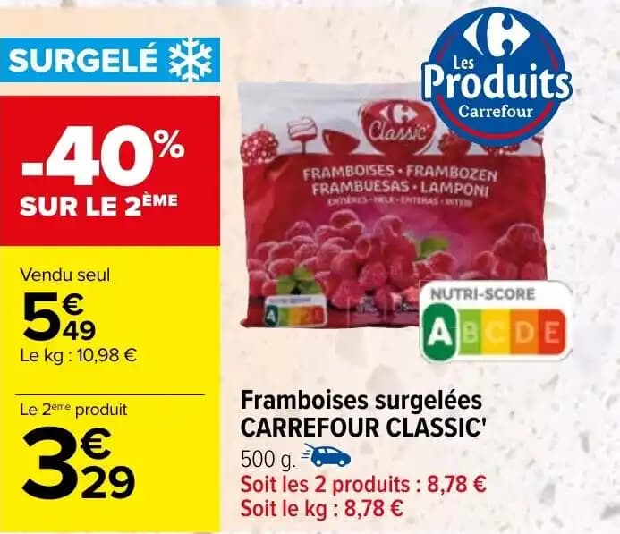Framboises surgelées CARREFOUR CLASSIC'
