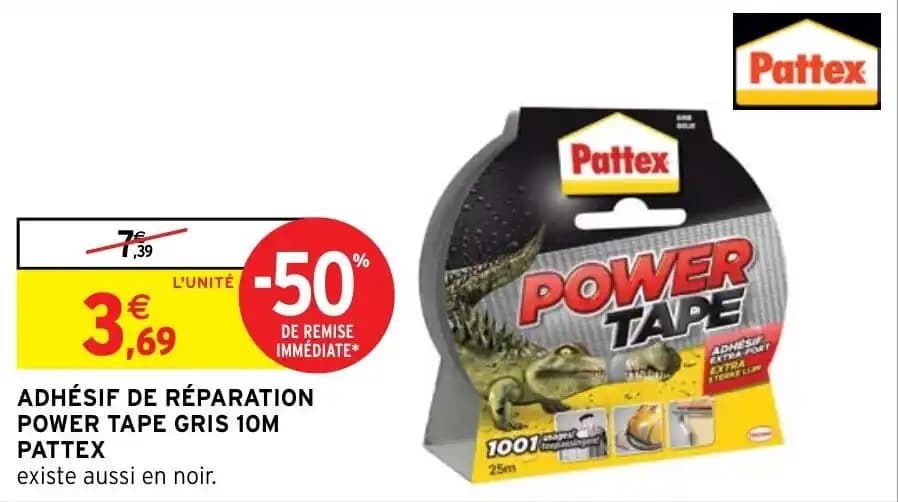 ADHÉSIF DE RÉPARATION POWER TAPE GRIS 10M PATTEX