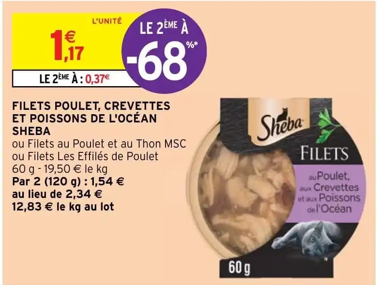 FILETS POULET, CREVETTES ET POISSONS DE L'OCÉAN SHEBA