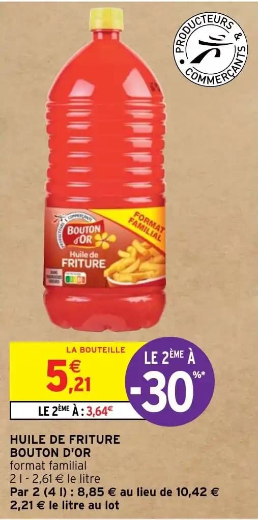 HUILE DE FRITURE BOUTON D'OR format familial