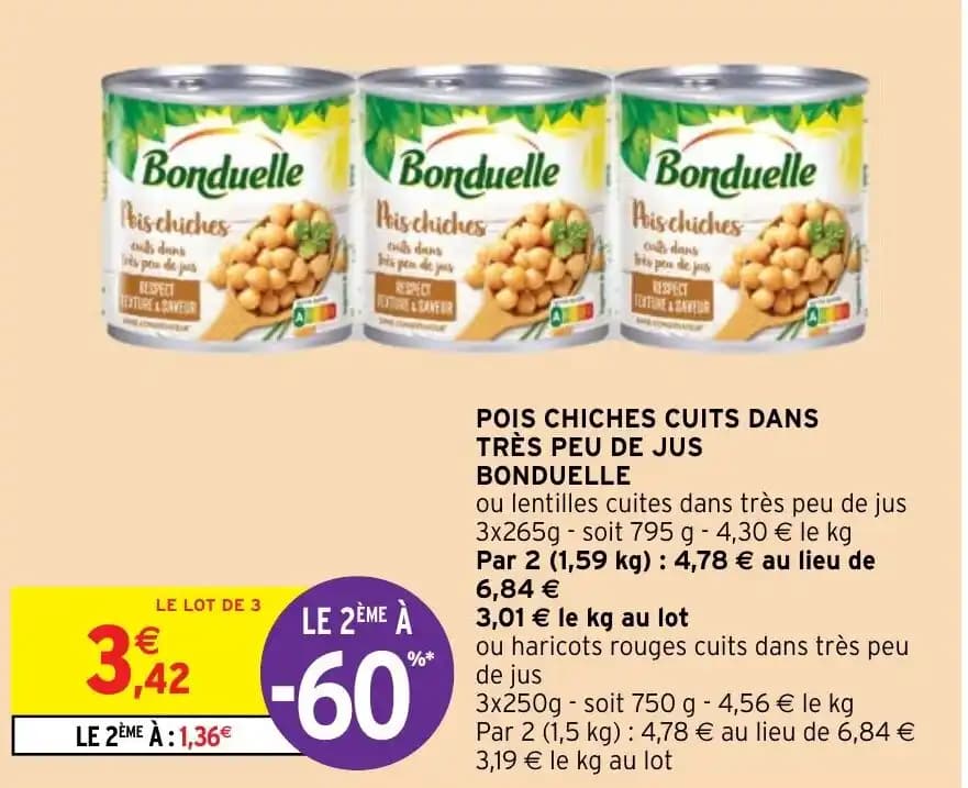 POIS CHICHES CUITS DANS TRÈS PEU DE JUS BONDUELLE