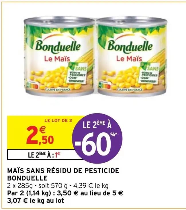 MAÏS SANS RÉSIDU DE PESTICIDE BONDUELLE