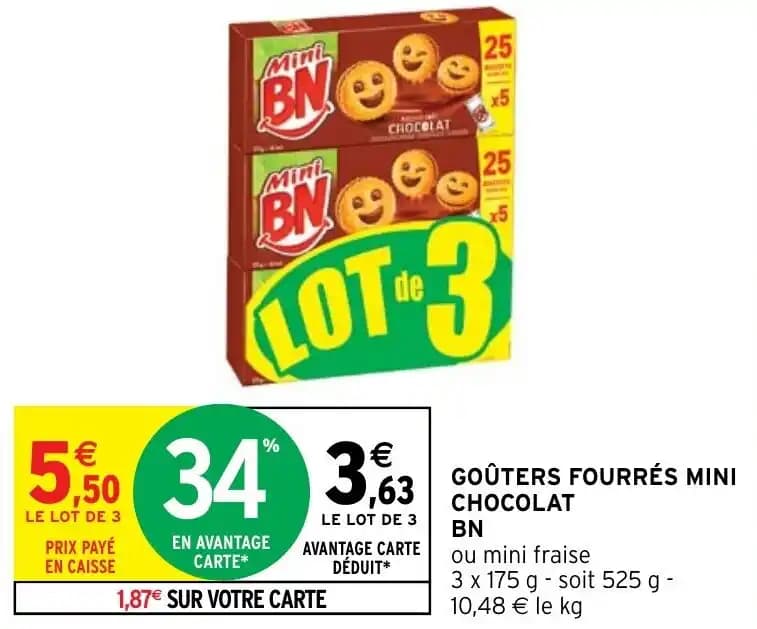 GOÛTERS FOURRÉS MINI CHOCOLAT BN