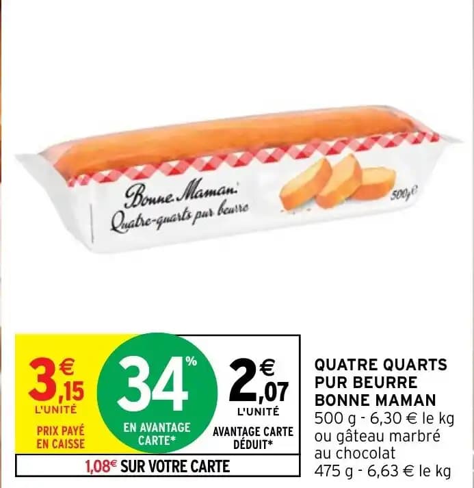 QUATRE QUARTS PUR BEURRE BONNE MAMAN 500 g