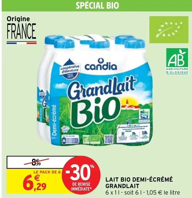 LAIT BIO DEMI-ÉCRÉMÉ GRANDLAIT