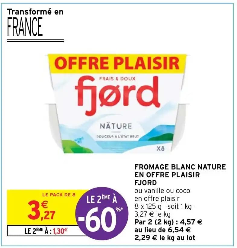 FROMAGE BLANC NATURE EN OFFRE PLAISIR FJORD