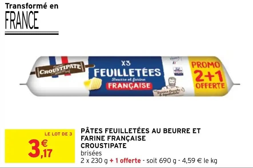 PÂTES FEUILLETÉES AU BEURRE ET FARINE FRANÇAISE CROUSTIPATE