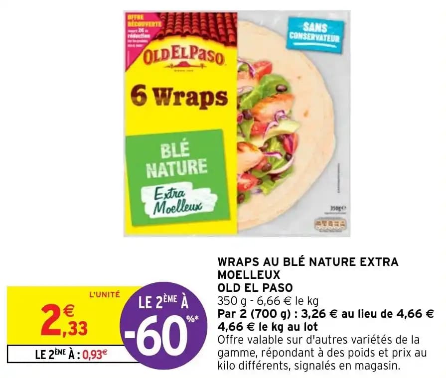 WRAPS AU BLÉ NATURE EXTRA MOELLEUX OLD EL PASO