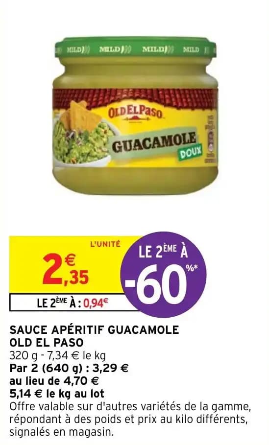 SAUCE APÉRITIF GUACAMOLE OLD EL PASO